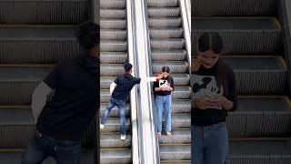 chick touching prank  in Escalator #shorts #shortsfeed #funny #funnyprank #prankinindia #prank #yt