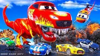 Lightning McQueen Dinosaur Car Rampage! Police Cars’ Epic Rescue Adventure | Hero Cars Episode