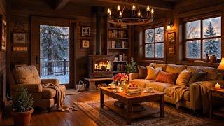 Cozy Winter Ambience - Smooth Jazz Music & Crackling Fireplace for Ultimate Relaxation