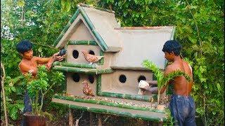 build a house for a sad bird using mud and bamboo