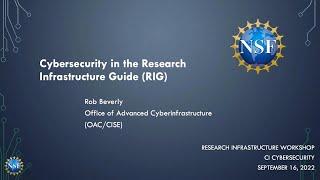 Cybersecurity Officers Workshop | Cybersecurity in the Research Infrastructure Guide (RIG)