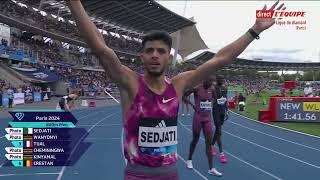 800m DL Paris 2024 Victoire de Sedjati en 1'41''55 devant Gabriel Tual RF en 1'41''63