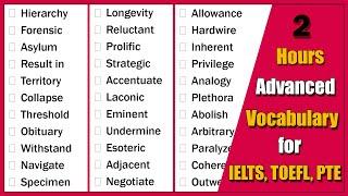 2 Hours Advanced Vocabulary for IELTS, TOEFL, and PTE | C1 C2 level English