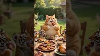 How a Clever Cat Raised Tiger Cubs to Take Down a Fierce Tiger#shorts #cat #funny #animals