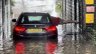 Unbelievable Drivers Drive into Deep Flood water!! | church hill road FLOOD | part 1