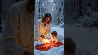 The poor baby abandoned by mother in snowy forest adopted by Kitten and jesus #jesus #kitten #baby