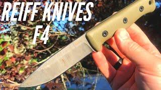 Reiff Knives F4: Excellence in Bushcraft, Camping, Outdoors:  3V Steel, G-10 Handle, 4-inch Blade