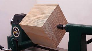 Woodturning a Huge Block of Plywood