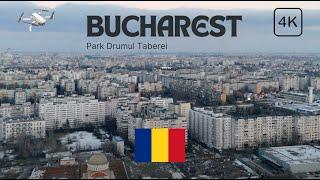 4K Bucharest Romania | Drumul Taberie Park |  Sunset & Evening Ariel Footage | DJI Mini Pro 4