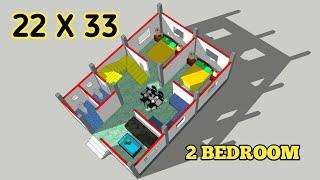 22x33 House Plan || 2 Bedrooms house plan || Modern house plan || Low budget house plan || Naksha