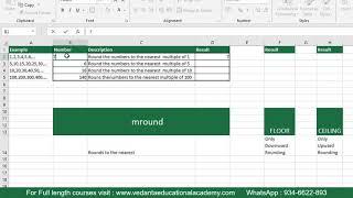 MS Excel - sumproduct, mround, floor, ceiling - Vedanta Educational Academy-Urs Ravi Telugu