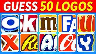 Guess the Food Logo with One Letter | 50 Famous Logos | Logo Quiz 2025