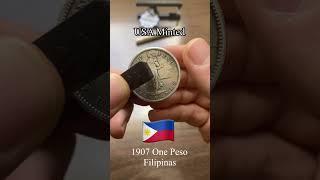 1907 One Peso Filipinas - Philippines Coin Ping Test