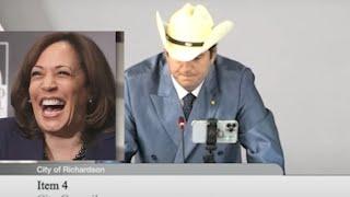 "GAY COWBOYS FOR KAMALA" at City Council!