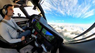 Inside the Cockpit of a Private Jet. Phenom 300 Single Pilot IFR Flight - ATC Audio