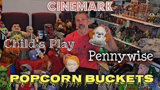 Cinemark Pennywise and Child's Play Popcorn Buckets plus Cups.