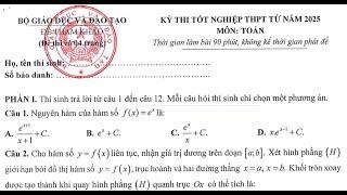 Toán 12. GIẢI ĐỀ MINH HỌA TOÁN TNTHPT 2025 - GIẢI CHI TIẾT CHO HS MẤT GỐC - FULL