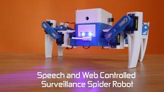 SPY-DER : A speech & Web Controlled Surveillance Spider Robot using Raspberry Pi & Arduino (DEMO)