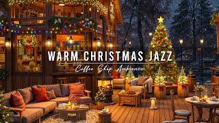 Christmas Porch Ambience  Warm Christmas Jazz Music with Crackling Fireplace for Relax, Good Mood