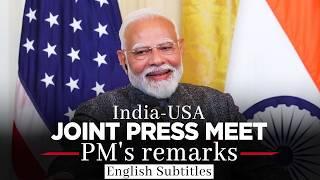 PM Modi's remarks during joint press meet with US President Trump | English Subtitles