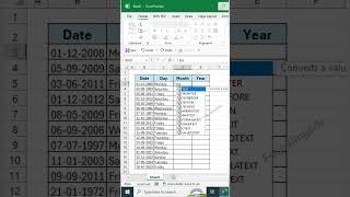 Date & Month & Year Formula In Excel #focusinguide #exceltips #tutorial #exceltips #shortvideo