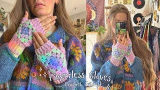 granny square fingerless gloves - beginner crochet tutorial