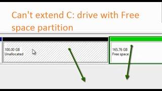 extend C drive with Unallocated space but not with Free space partition