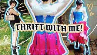 Thrift with me for a summer wardrobe ️ try on thrift haul trendy and artsy corset pinterest style