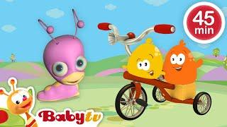 Bicicletas, carros, trens e um trator  | Meios de transporte para crianças | @BabyTVBR