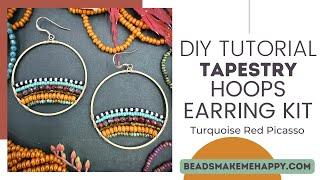 DIY Jewelry Making Tutorial - Wire Wrapped Tapestry Hoops by BeadsMakeMeHappy.Com #beads #tutorial