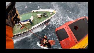 CH-149 Cormorant Helicopter Rescue Medevac from a Fishing Trawler, things went a little wrong.