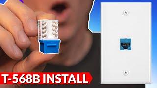 EASIEST ETHERNET JACK INSTALL - HOW TO | T-568B DIAGRAM