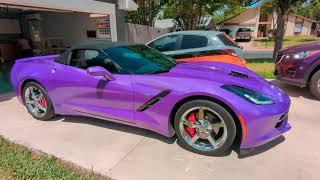 Corvette wrapped in Hexis Gloss Byzantine Violet Glitter Vinyl Wrap HX20VBYB