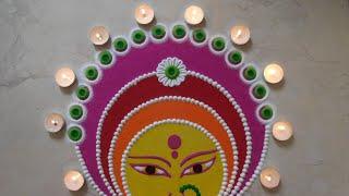 Navratri Rangoli Design | Durga Face Rangoli | Diwali Special Easy & Small Rangoli | Simple Kolam