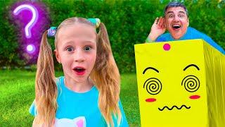 Nastya and Dad are playing hide and seek in the coloured box challenge - 1 Hour video series