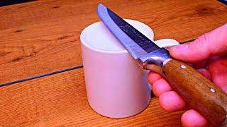 HOW TO SHARPEN A KNIFE TO RAZOR SHARPENESS WITH ONLY A MUG