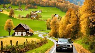 Driving In Switzerland Countryside , Autumn View 