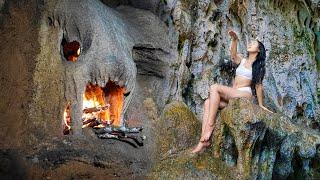 Sheltering in an Amazing Cave - Fairy Bath Under Waterfall / Bushcraft & Survival P.1