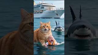 A cat rescued a child #viralvideo #shortsvide #trendingshorts #shortsfeed #cat #ai
