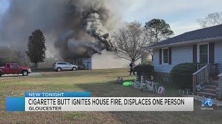 Cigarette butt ignites house fire in Gloucester, displaces one