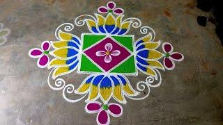 Aadivelli special lotus rangoli|kirushna jayanti kolam| 3*3dots Janmastami muggulu|Amazing rangoli