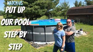 WATCH US PUT UP OUR POOL STEP BY STEP || DIY INTEX ABOVE GROUND POOL