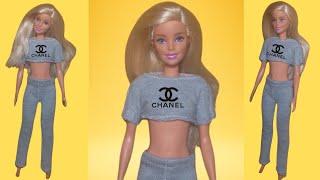 barbie pajamas with crop top |doll dress making easy |barbie clothes with fabric|childhood memories