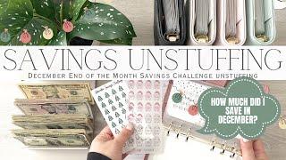 December End of the Month Savings Unstuffing | How Much Did I Save with Savings Challenges