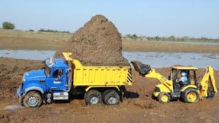 Jcb fully Loading Mud Mahindra Tractor | Tata Truck Accident Pulling Out Jcb | Tipper Truck | CS Toy