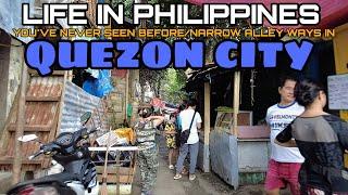 Quezon City | Narrow alley ways | PH | walk tour[4k] | citiwalk4k