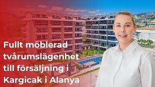 Fullt möblerad tvårumslägenhet till försäljning i Kargicak i Alanya