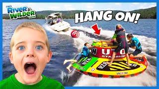 UFO WATER WIPEOUT! Kids tubing fun and awesome fails