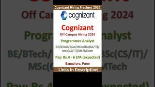 Cognizant Fresher Jobs 2024 | Programmer Analyst | Bangalore, Pune | Software Jobs | IT Jobs