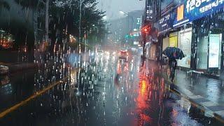 Deep Sleep Heavy Rain Walk. Relaxing Sound for Sleep Study Meditation. White Noise ASMR.